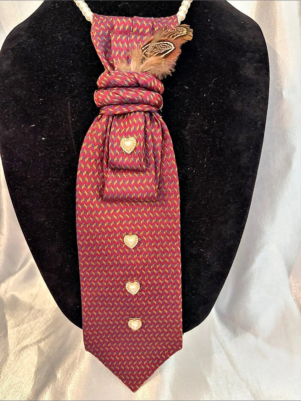 Calvin Klein Silk Patterned Feather Necklace Tie